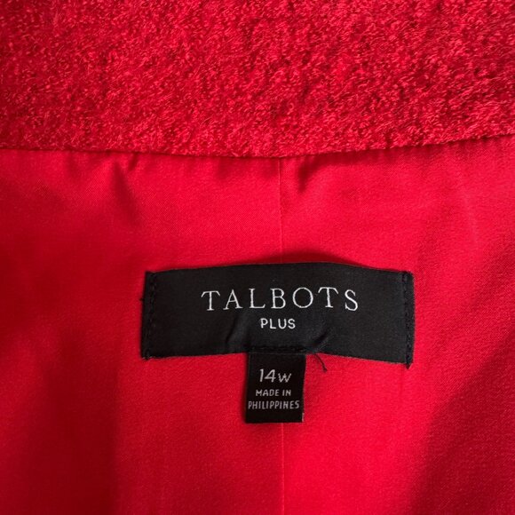 Women's Talbots Plus Mid Length Boucle Wool Blend Coat Jacket Sz 14W Bright Red - Picture 8 of 14